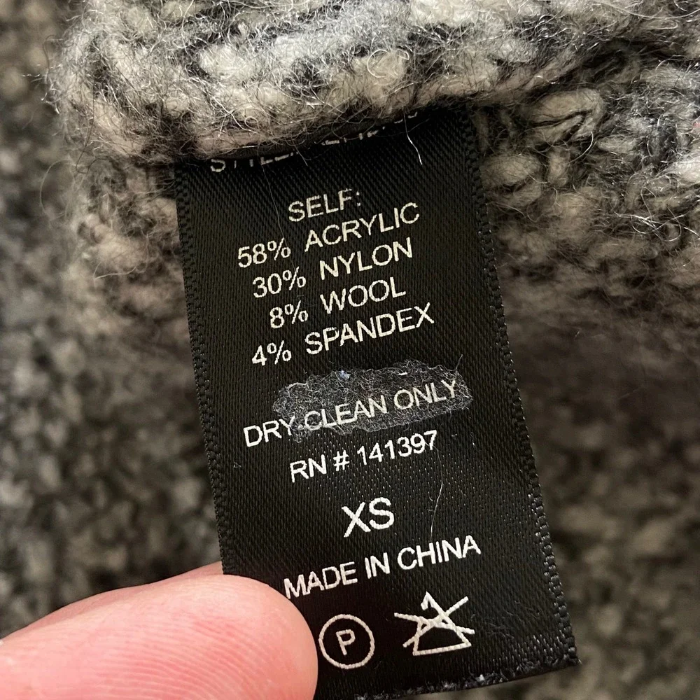 ASTR The Label Womens XS Grey Boucle Open Front Cardigan Sweater Wool Blend Coat